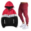 Herresp￥r avslappnade huva fast lappt￤cke 2022 Autumn New Men's Sportswear Hoodies byxor hiphop street l￶sa sp￥r