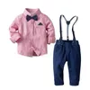 New Kids baby Boy in cotone a maniche lunghe con ciondolo papillon + camicia + vestito di pantaloni Gentleman Abbigliamento per bambini 2 3 4 5 6 7 8 anni 201127