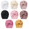 Printemps bébé chapeau Turban mignon arcs tricoté bébé fille chapeaux bonnet nouveau-né coton doux couleur unie infantile enfants chapeaux hiver 20220301 Q2