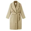패션 따뜻한 양모 코트 여성 넓은 웨이스트 긴 블렌드와 재킷 솔리드 캐주얼 오픈 스티치 레이디 코트 1