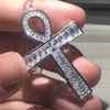 Fatto a mano in argento sterling 925 Big Exquisite Bible Jesus Cross Collana con ciondolo per donna Crocifisso Charm Pave Square Simulato gioielli con diamanti