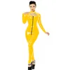 23 cores Mulheres Sexy PVC luva longa Bodysuit zíper para Crotch magro Catsuit Keyhole Jumpsuit Vintage Wetlook Dança Clubwear
