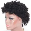 ペルーの人間の髪のウィッグアフリカ系アメリカ人130％ナチュラルカラー短いタイトな変態巻き巻きウィッグマシン