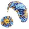 Moda Drukuj Duży Rozmiar Turbanu Czapki Afryki Satin Hidżab Muzułmańska Ankara Dashiki Night Sleep Cap Women Flower Head Scarf