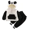 Clothing Sets Panda Fur Two-piece Suit Winter Baby Boys Girls Clothes Set Velvet Hooded Children Kids Toddler Tracksuits Sweatshirt