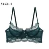 Intimo sexy moda Reggiseno ultrasottile Plus Size 38 40 42 Reggiseno Verde Donna Lingerie Pizzo Ciglia Reggiseni trasparenti Ricamo 201202