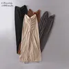 패션 여성 여름 꽉 바디 콘 Pleated 연필 스커트 단단한 섹시한 탄성 높은 허리 긴 치마 LJ200819