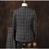Yushu Autumn Men Business Suits Male Blazers 3 Pitch Mens Slim Wedding Prom Suits Boutique Plaid Design Groom Tuxedos 201106