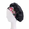 Satin large côté imprimé bande élastique bonnet de nuit femmes soins des cheveux doux nuit sommeil chapeaux femme africaine grande taille couvre-chef Bonnet