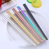 Talheres de Aço Inoxidável Pauzinho 23cm Quadrado Multi Color Hotel Home Electroplate Titânio Cutelaria Cutelaria Chopsticks Nova Chegada 4 3xc G2