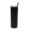 DHL -schip DIY Blank 20oz Sublimation Tumblers Dubbele wandroestvrij stalen vacuüm geïsoleerde watermokken rechte lege kopjes