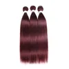 Pure Red Brazilian Hair Bundles Silky Straight 34Pcs Double Wefts Burg Colored Weaves Virgin Human Hair Extensions4971853