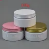 100g x 50 pot de crème PET blanc vide avec / bouchon à vis en aluminium or rose, 100cc parfums solides contenant rechargeable de haute qualité
