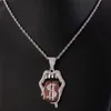 Hip Hop Claw Setting CZ Stone Bling Iced Out Dollars Mouth Tongue Pendants Necklaces for Men Rapper Jewelry Drop 268g