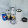 4 en 1 16 oz Sublimación Enfriador de latas Vaso recto Aislador de acero inoxidable Botella aislada al vacío Aislamiento en frío fy5147 sxm245130448