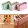 3 kleuren Bento Box Eco-vriendelijke lunchbox Voedsel Container Tarwe Stro Materiaal Microwavable Servies Lunchbox