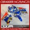 Kit carrosserie pour HONDA CBR400 RR NC29 CBR 400 RR CC NC23 400CC 88-99 Movistar Bleu Carrosserie 66No.39 CBR400RR 94 95 96 97 98 99 CBR 400RR 1994 1995 1996 1997 1998 1999 Carénage OEM