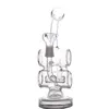 8 inchs glass Recycler Oil Rigs Heady Glass Water Bongs Double Barrel honeycomb Glass Water Pipes Hookahs Shisha with oil pot260J9233447