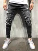 Men's Jeans Gray Ripped For Men Autumn Fashion Slim Elastic Waist Distressed Man Casual Skinny Denim Pencil Pants Pantalon Homme