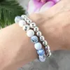 MG1070 Bracciatore agata blu Agata Bracciale Olio essenziale Aromaterapia Gioielli bianchi Lava Lava Ematite Healing Crystal Breacelet3667400