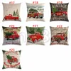 Kudde-Case Juldekorationer Röd Pickup Truck Christmas Tree Serie Pillow Case Cushion Cover Hushållsartiklar 45 * 45cm T500450