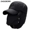 Winter Hat Bomber Hats For Men Women Thicken Balaclava Cotton Fur Winter Earflap Keep Warm Caps Russian Skull Mask Bomber Hats Y200110