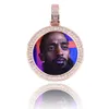 14K sur mesure Po médaillons ronds pendentif collier dos graver style or rose argent or couleur Zircon hommes Hiphop bijoux 1101982