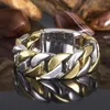 Zilver goud contrast kleurenketen ring hiphop vrouwen mannen band ringen mode sieraden wil en zandgift