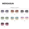 Lunettes de soleil Wergasun 2021 Femmes surdimensionnées Square sans cadre de soleil Femme Men de miroir vintage Shades Gradient UV4001 3210