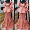 Rosa Mermmaid Vestido Off the Shoulder frisada Plus Size Spectial ocasião Prom Vestidos robe de soiree