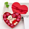 Party Favor 10 Flowers Soap Flower Gift Box Rose Boxs Bear Bouquet Wedding Birthday Decorations