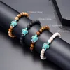 Sea Turtle Beads strand Bracelets For Women Men Classic Lava Stone Tiger eye Turquoise Elastic Friendship Bracelet Beach Jewelry