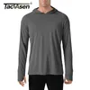 Tacvasen Sun Protectiun T Shirts Men Long Sleeve Casual UV Proof Hooded T Shirts通気性軽量パフォーマンスTシャツLJ200827