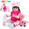 Keiumi 48 cm Bebe Reborn Tissu Cody Beaux cheveux longs Realistic Reborn Toddler Bébé Poupée Pour Enfants Anniversaire Noël Cadeaux LJ201031