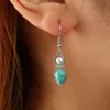 Pendentifs rétro en pierre naturelle Turquoise en forme de larme, boucles d'oreilles pendantes, bijoux pour femmes, cadeau, ornements classiques