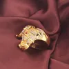 Punk Hip Hop CZ Big Ring Chunky Black Bull Ochse mit goldenen Farben Hörnern Strauchsteine Schmuck für Unisex Männer Frauen FODE4038278