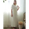 Indumenti da notte da donna all'ingrosso- 2021 Summer Princess Style Women's White Long Nightgown Pigiama vintage modale di alta qualità Roupao Feminino