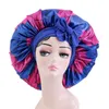 Berretto da notte africano di grandi dimensioni con coda lunga Bowknot Berretto da notte da donna Cappello per la cura dei capelli stampato in raso elastico Accessori per cappelli di bellezza