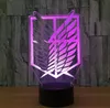 Attack On Titan Badge 3D Novelty LED Nightlight Heminredning Bordslampa 3D Visual Night Light för barngåva