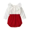 Autumn Winter Baby Girls Pure Color Rompers Infant Girl Kids Knitting Long Sleeve Clothes 210429