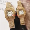 2022 Haute Qualité Hommes Femmes Montre Full Diamond Iced Out Strap Designer Montres Mouvement À Quartz Couple Amoureux Horloge Wristwatchke LU