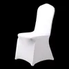 Hot 100pcs Universal Hotel Spandex White Chair Cover Lycra Bröllop Stolskydd Party Matsal Julhändelse Inredningssäte Y200103