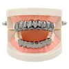 Hip Hop Gold Grillz Trendyy Miljö Smooth Gold Plated Dental Grills Hela Halloween tänder hängslen 2 -stycken Set2077845