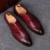 Formal Leather Shoes Men Dress Business Shoes Male Geometric Red Oxfords Party Wedding Casual Men's Flats Chaussure Homme55