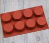 Hembakningsformar 8 hål Round Silicone Cake Mögel 3D Handgjorda Cupcake Jelly Cookie Mini Muffin Soap Maker DIY Baking Tools