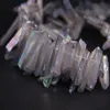 15.5 "Strand Rainbow серый титановый сырой кристалл кварцевый верхняя пробуренная точка свободных шариков, хрустальные подвески подвески DIY ювелирных изделий 200930