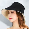 Dames Bucket Hat Zomer Cap Big Brim Versie Panamese Vrouwen Zonnehoed voor Vrouwelijk Strand Dubbelzijdig Fisherman Hat Visor G220301