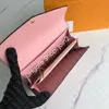 M61182 Embossed SARAH WALLET Designer Womens Long Envelope Flap Zippy Wallet Key Pouch Card Coin Holder Purse Mini Pochette Accessoires Cles