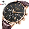 Mens Watches Fashion Casual Luxury Chronograph Quartz Watch Men Leather Sport Military Wristwaches reloj de los hombres