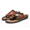 Chaussures pour hommes en cuir véritable faites à la main, tongs de plage informelles, pantoufles d'été, chaussures d'extérieur, sandales plates